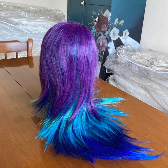 Mermaid multi color wig purple blue green Cosplay dancer costume - Picture 2 of 5
